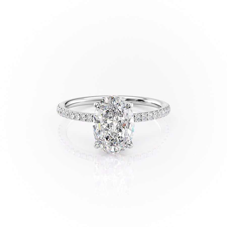 The Pave Luna Set With A 1 Carat Oval Lab Diamond