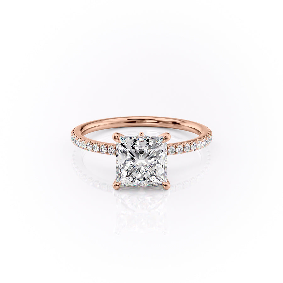 The Pave Luna Set With A 2 Carat Princess Lab Diamond