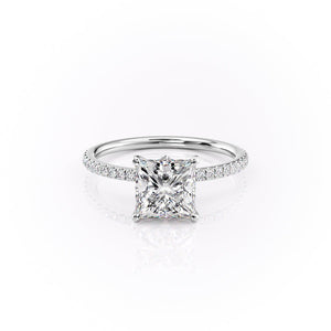 The Pave Luna Set With A 1.5 Carat Princess Moissanite