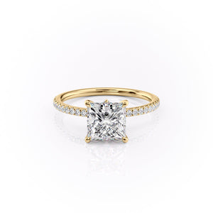 The Pave Luna Set With A 3.5 Carat Princess Moissanite
