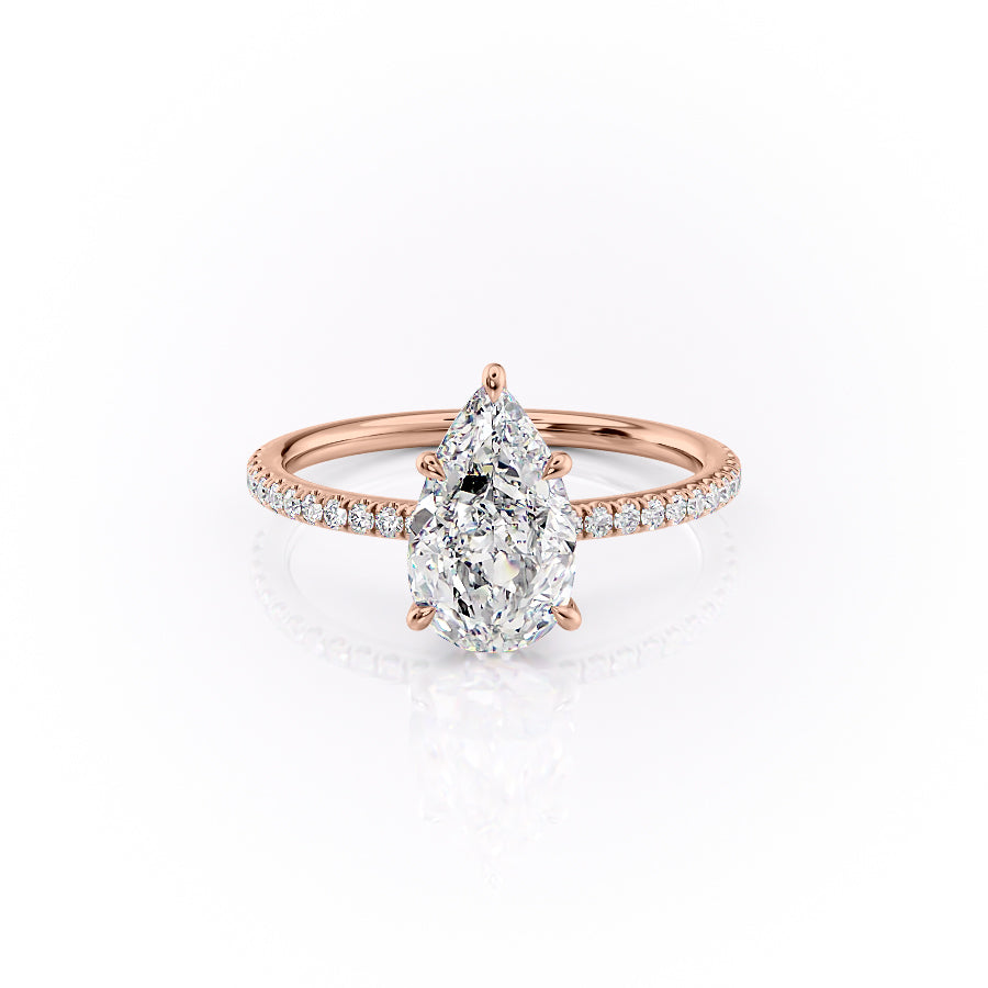 The Pave Luna Set With A 3.5 Carat Pear Moissanite