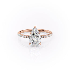The Pave Luna Set With A 3.5 Carat Pear Moissanite