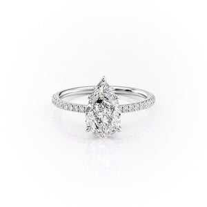 The Pave Luna Set With A 3 Carat Pear Lab Diamond