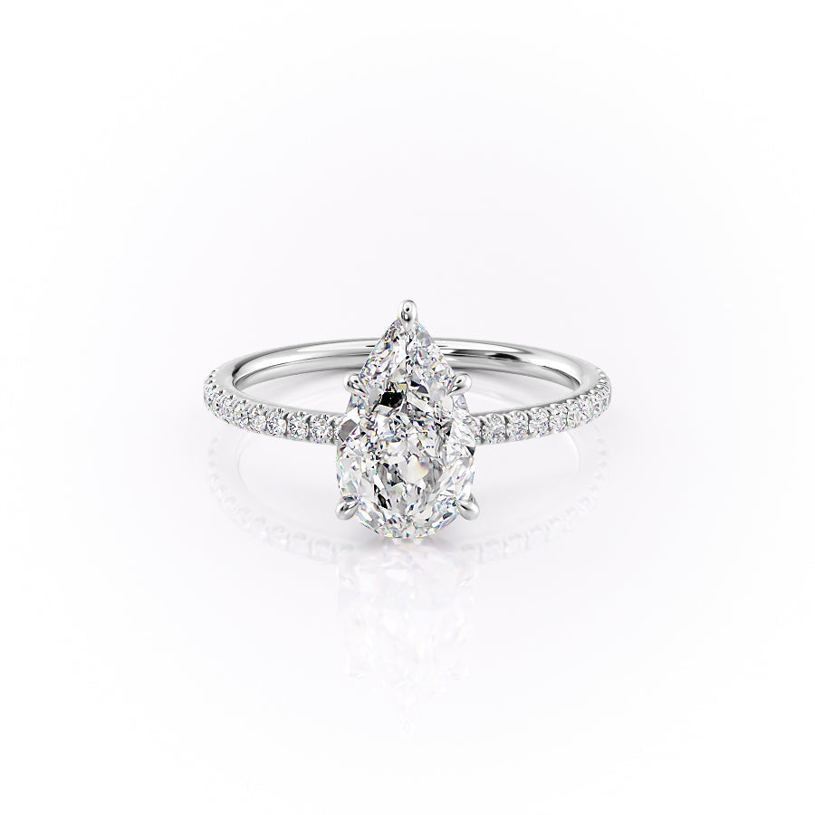 The Pave Luna Set With A 1.5 Carat Pear Lab Diamond