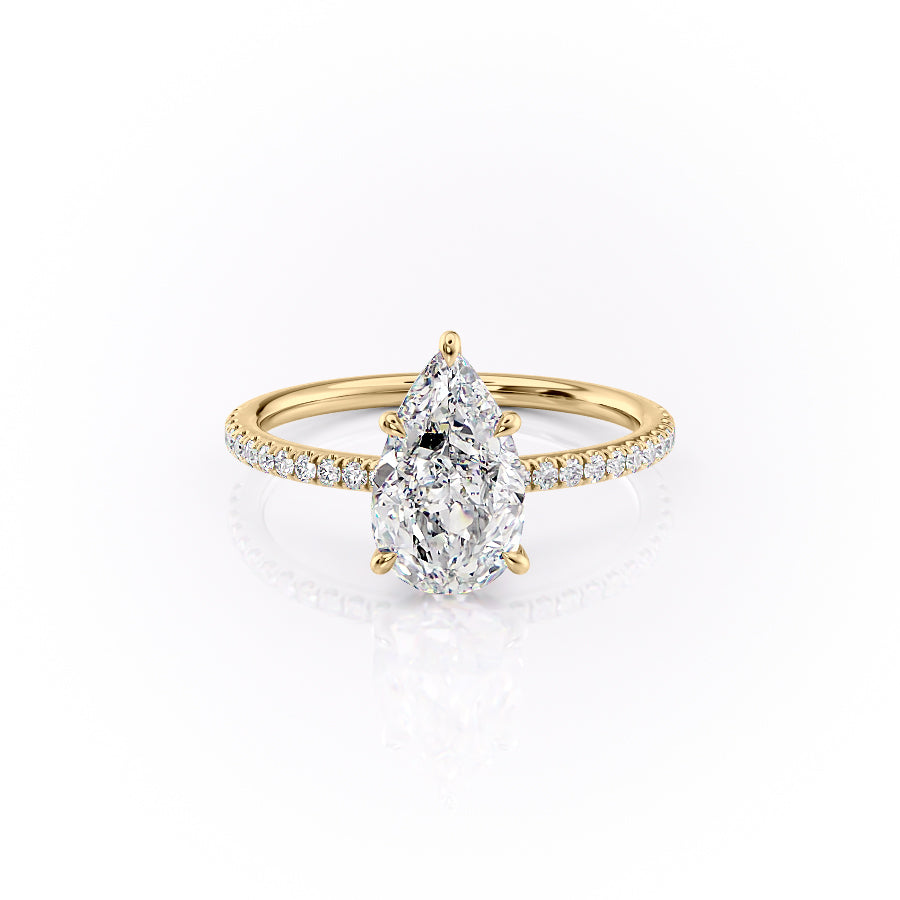 The Pave Luna Set With A 3.5 Carat Pear Moissanite