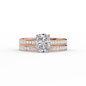 The Cameron Set With A 2 Carat Elongated Cushion Moissanite