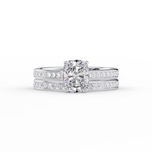 The Cameron Set With A 2 Carat Elongated Cushion Moissanite