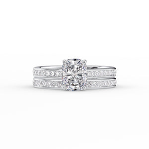 The Cameron Set With A 3 Carat Elongated Cushion Moissanite