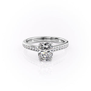 The Cameron Set With A 3 Carat Elongated Cushion Moissanite