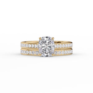 The Cameron Set With A 3 Carat Elongated Cushion Moissanite