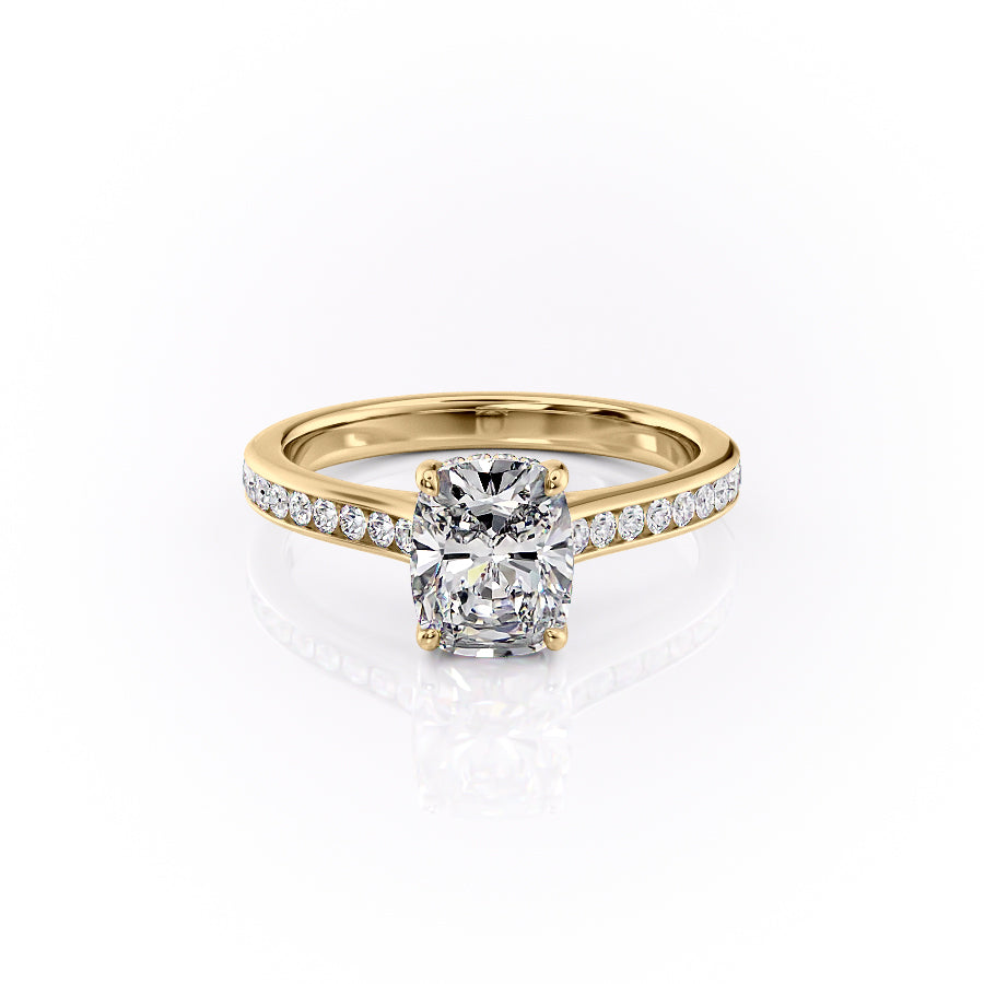 The Cameron Set With A 2 Carat Elongated Cushion Moissanite