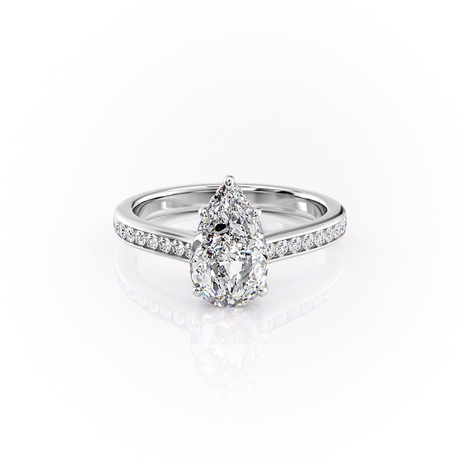The Cameron Set With A 1 Carat Pear Lab Diamond
