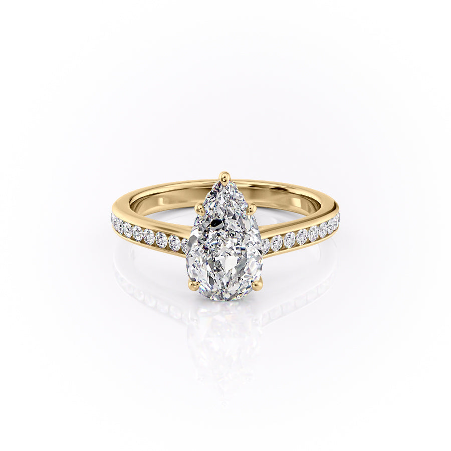 The Cameron Set With A 2.5 Carat Pear Lab Diamond