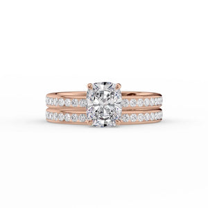 The Marilyn Set With A 1.5 Carat Elongated Cushion Moissanite