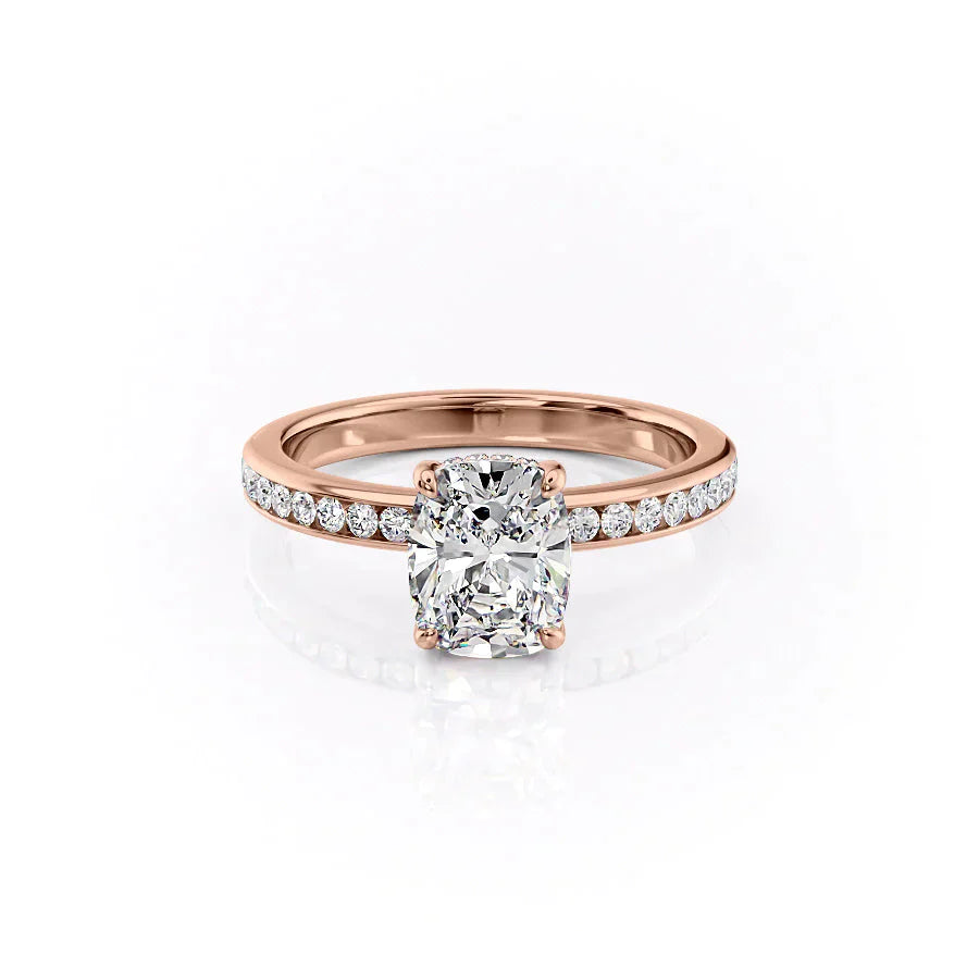 The Marilyn Set With A 2.5 Carat Elongated Cushion Moissanite
