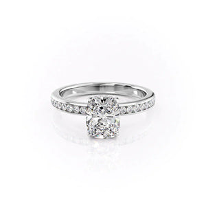 The Marilyn Set With A 1.5 Carat Elongated Cushion Lab Diamond