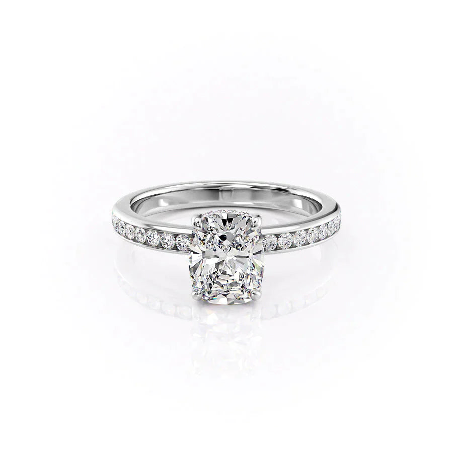 The Marilyn Set With A 2 Carat Elongated Cushion Moissanite
