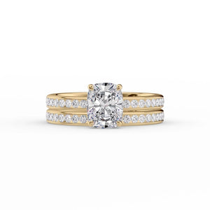 The Marilyn Set With A 2.5 Carat Elongated Cushion Moissanite