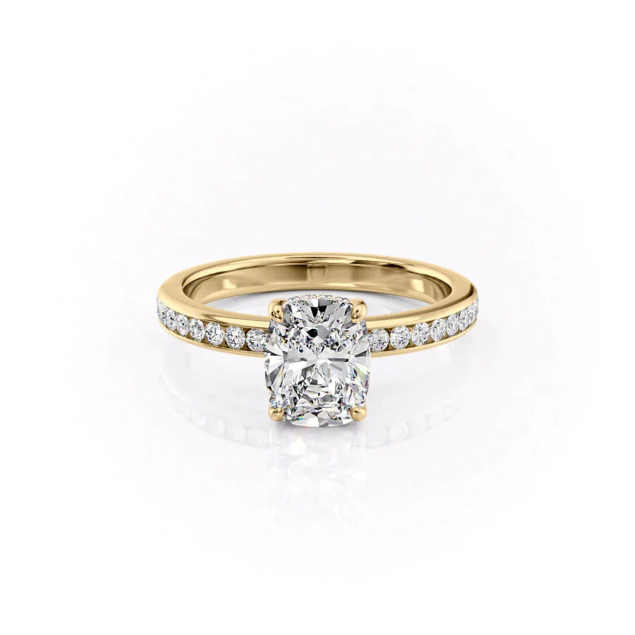 The Marilyn Set With A 2 Carat Elongated Cushion Moissanite