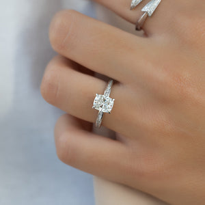 The Marilyn Set With A 2 Carat Elongated Cushion Lab Diamond