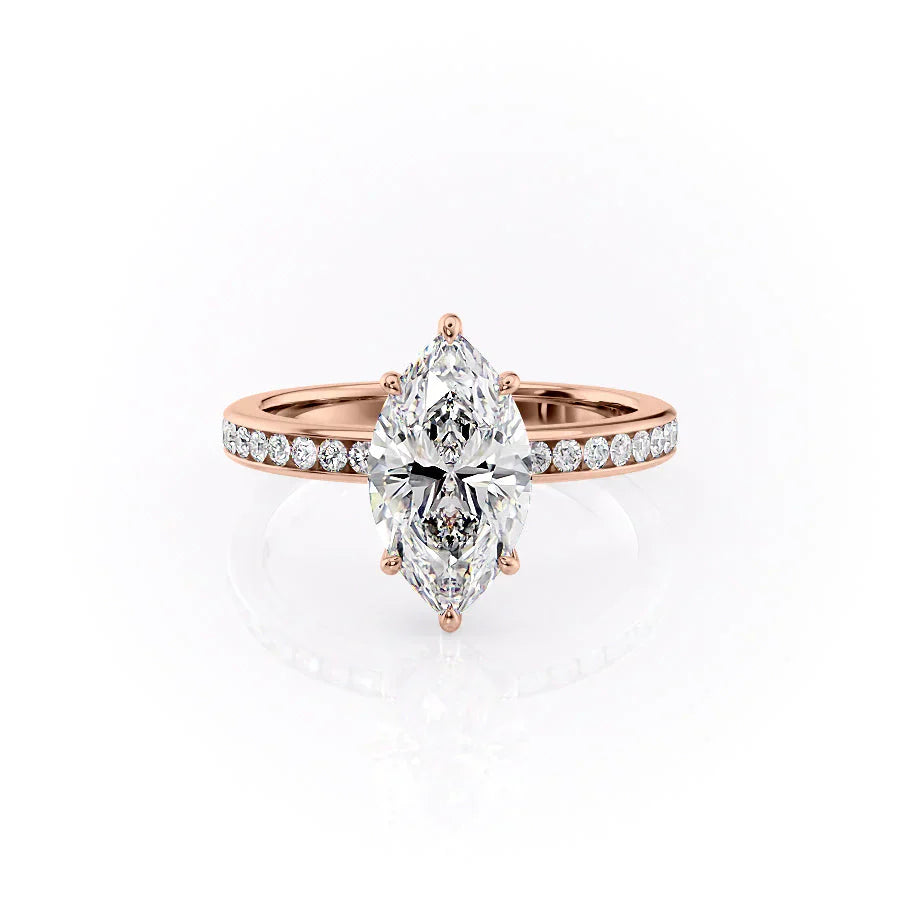 The Marilyn Set With A 3 Carat Marquise Moissanite