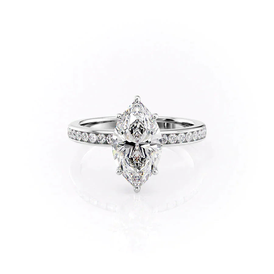 The Marilyn Set With A 1.5 Carat Marquise Lab Diamond