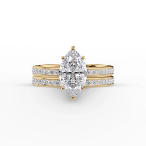 The Marilyn Set With A 3 Carat Marquise Moissanite