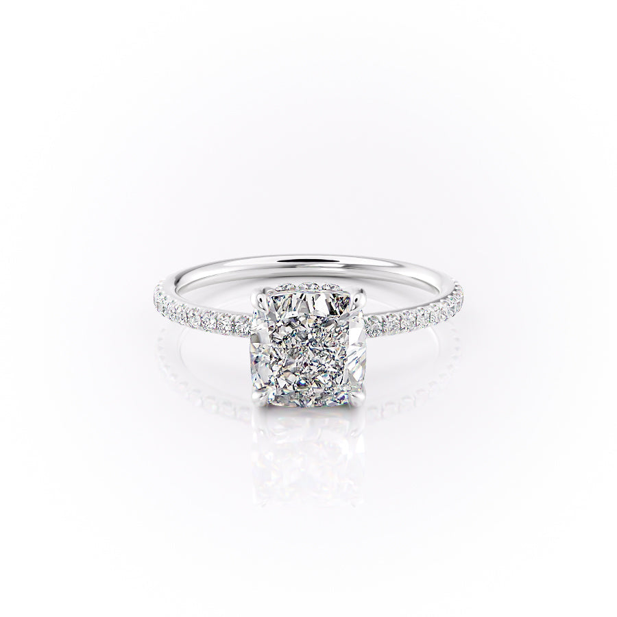 The Pave Sandra Set With A 3.5 Carat Cushion Moissanite