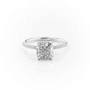 The Pave Sandra Set With A 4 Carat Cushion Moissanite