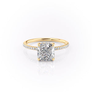 The Pave Sandra Set With A 1.5 Carat Cushion Lab Diamond