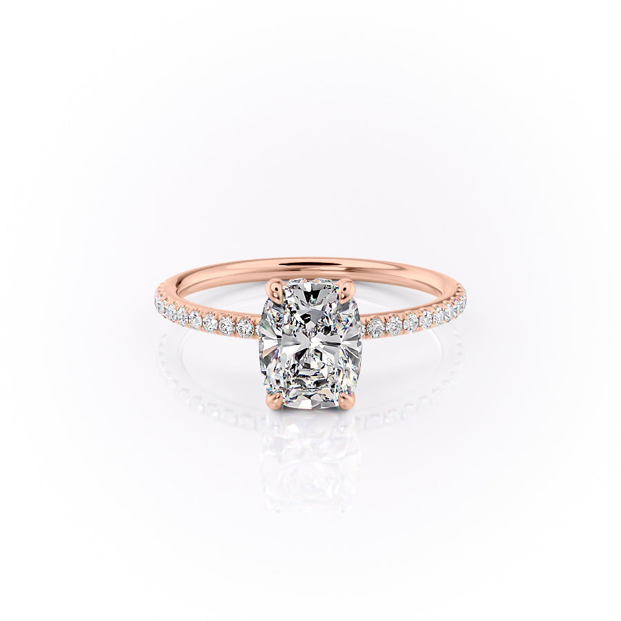 The Pave Sandra Set With A 3 Carat Elongated Cushion Lab Diamond
