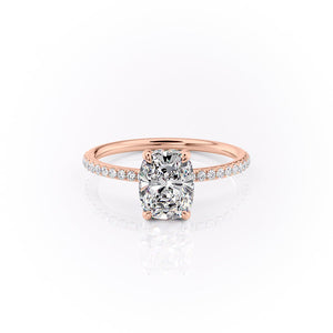 The Pave Sandra Set With A 1 Carat Elongated Cushion Moissanite