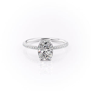 The Pave Sandra Set With A 4.5 Carat Elongated Cushion Moissanite