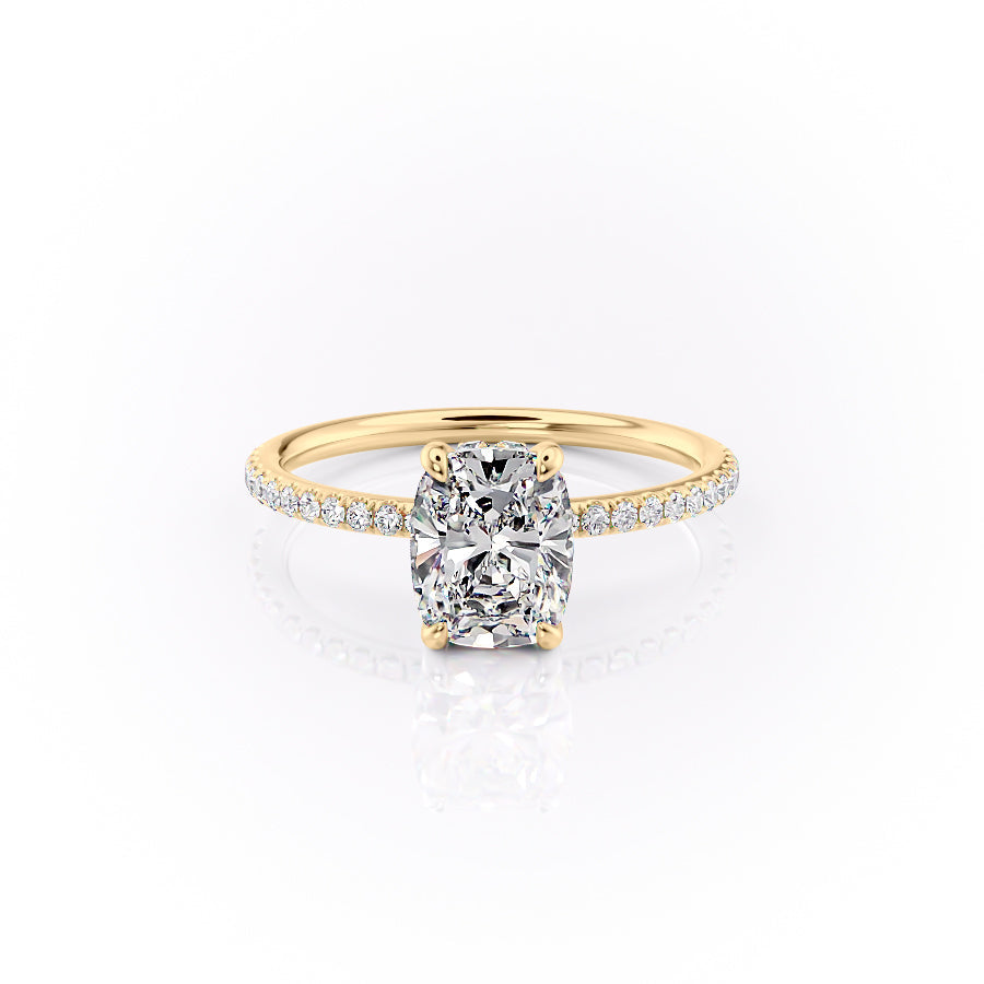 The Pave Sandra Set With A 1.5 Carat Elongated Cushion Moissanite