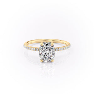 The Pave Sandra Set With A 1 Carat Elongated Cushion Lab Diamond
