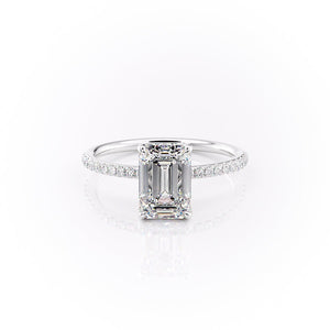 The Pave Sandra Set With A 2.5 Carat Emerald Lab Diamond