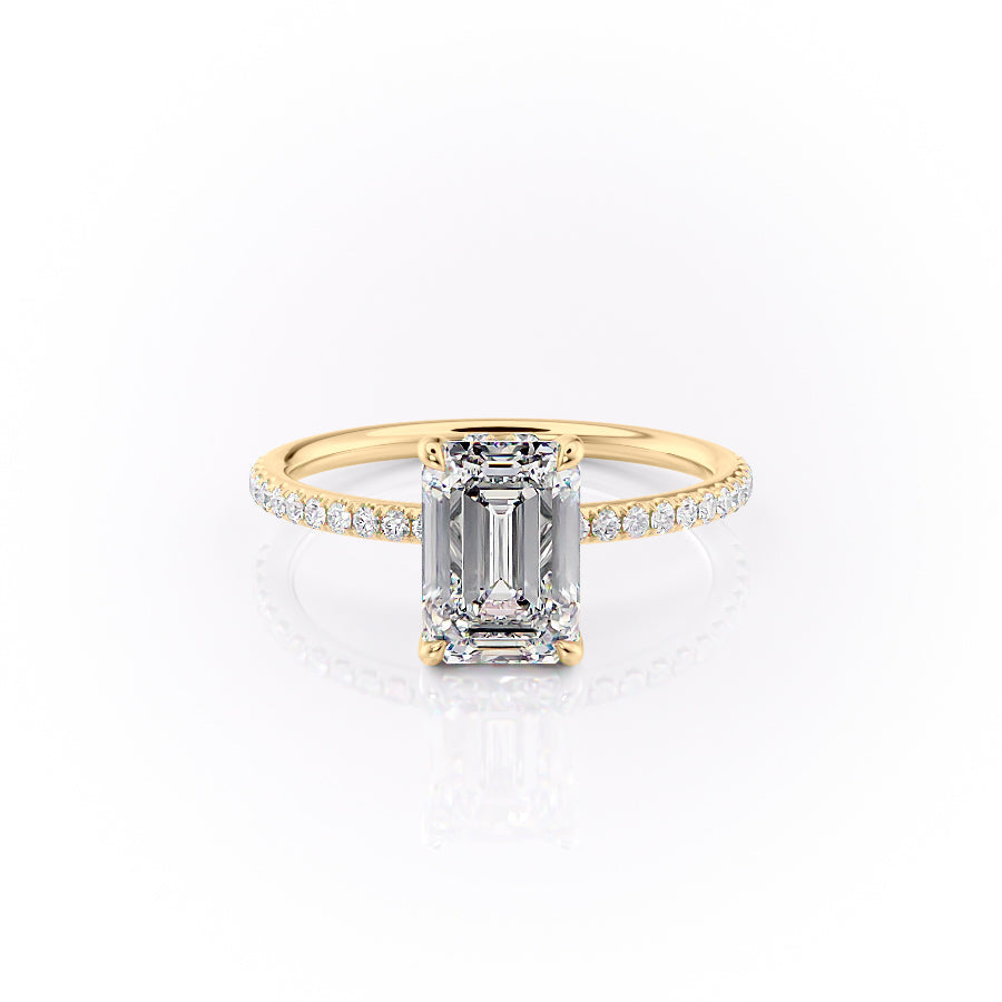 The Pave Sandra Set With A 4 Carat Emerald Moissanite