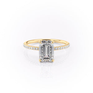 The Pave Sandra Set With A 2.5 Carat Emerald Lab Diamond