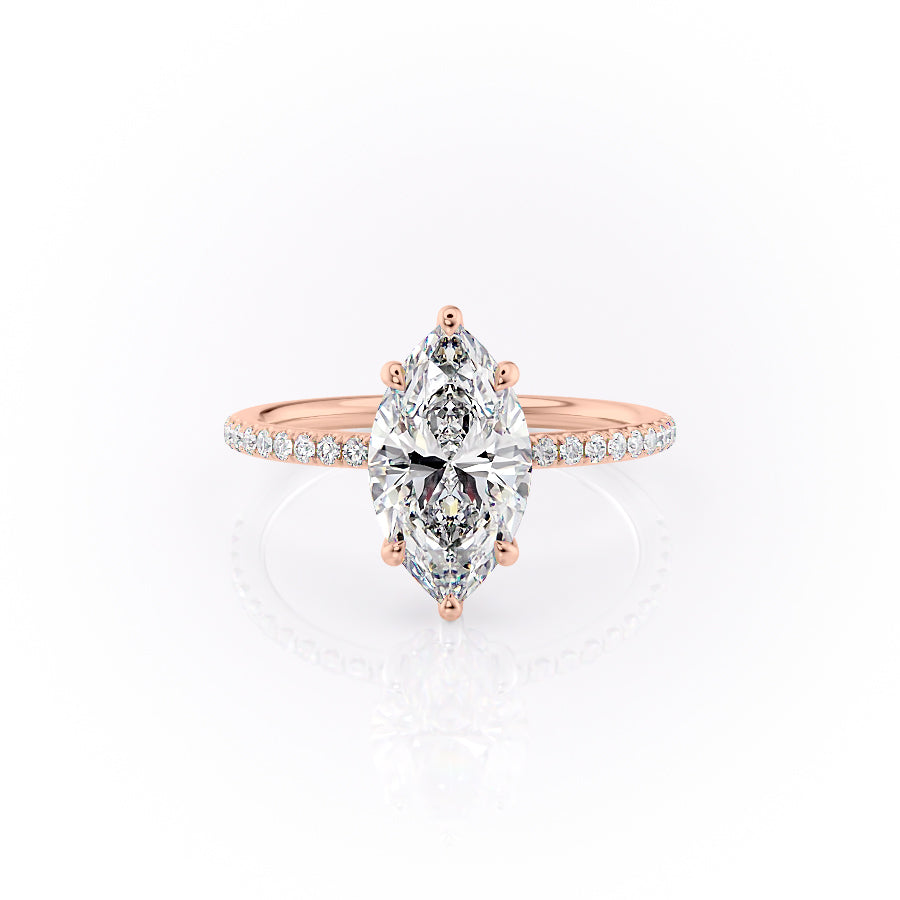 The Pave Sandra Set With A 2.5 Carat Marquise Moissanite