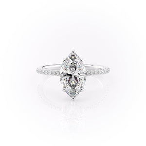The Pave Sandra Set With A 2.5 Carat Marquise Lab Diamond