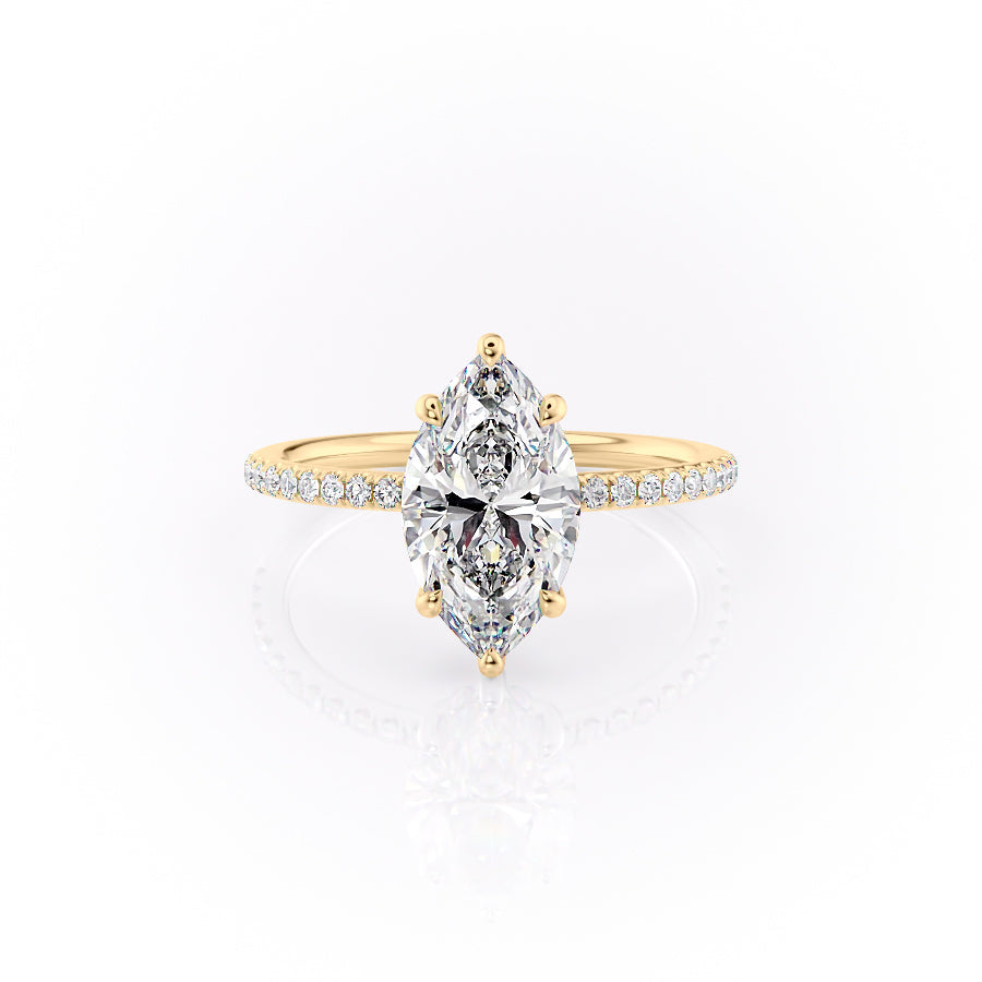 The Pave Sandra Set With A 5 Carat Marquise Moissanite