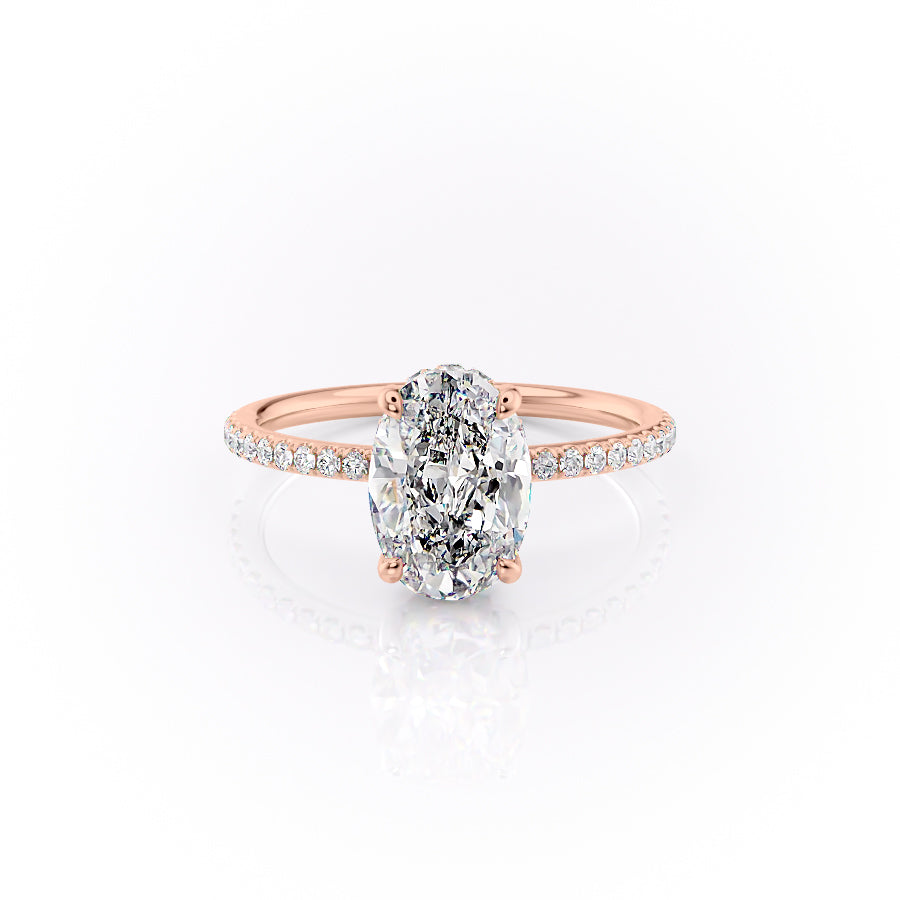 The Pave Sandra Set With A 3.5 Carat Oval Moissanite