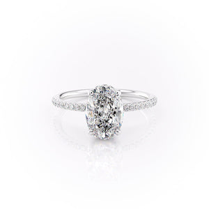 The Pave Sandra Set With A 1 Carat Oval Moissanite