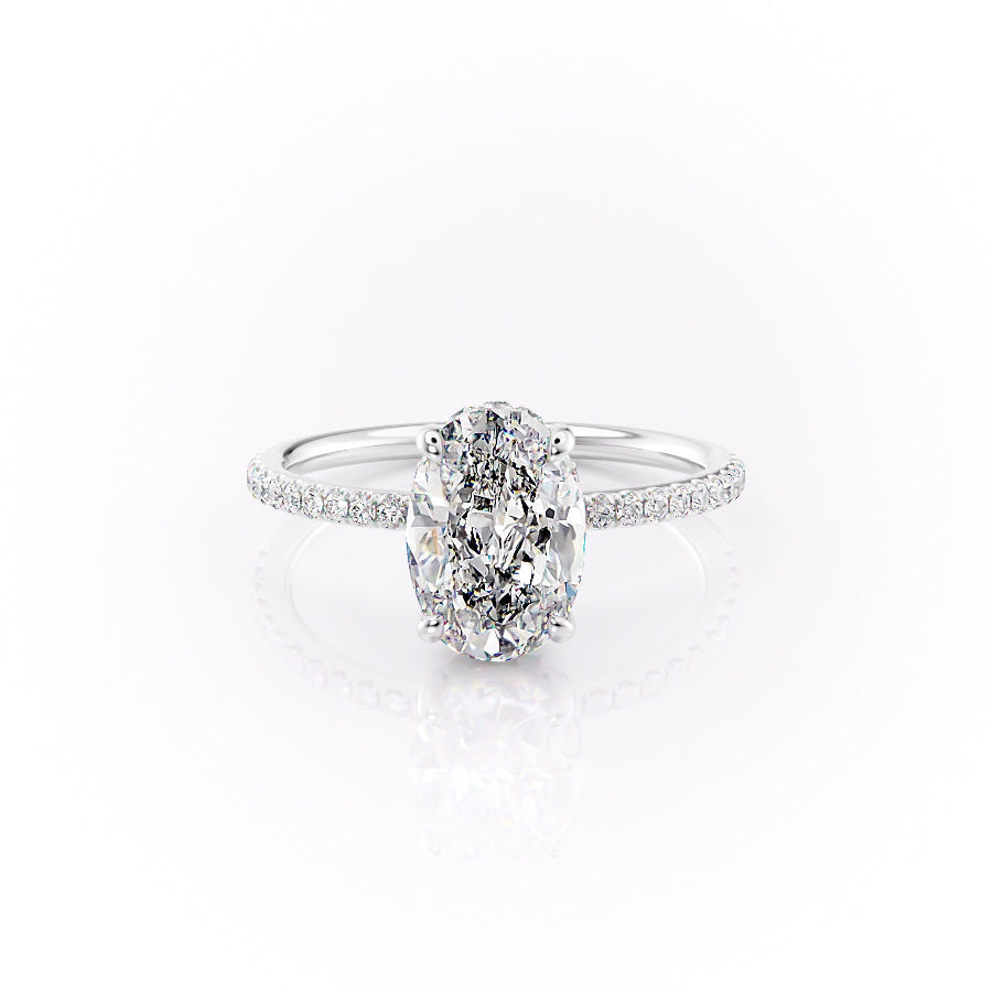The Pave Sandra Set With A 2.5 Carat Oval Moissanite