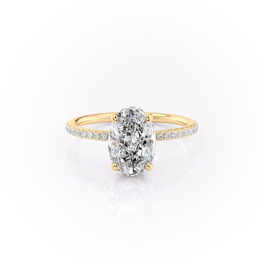 The Pave Sandra Set With A 4 Carat Oval Moissanite