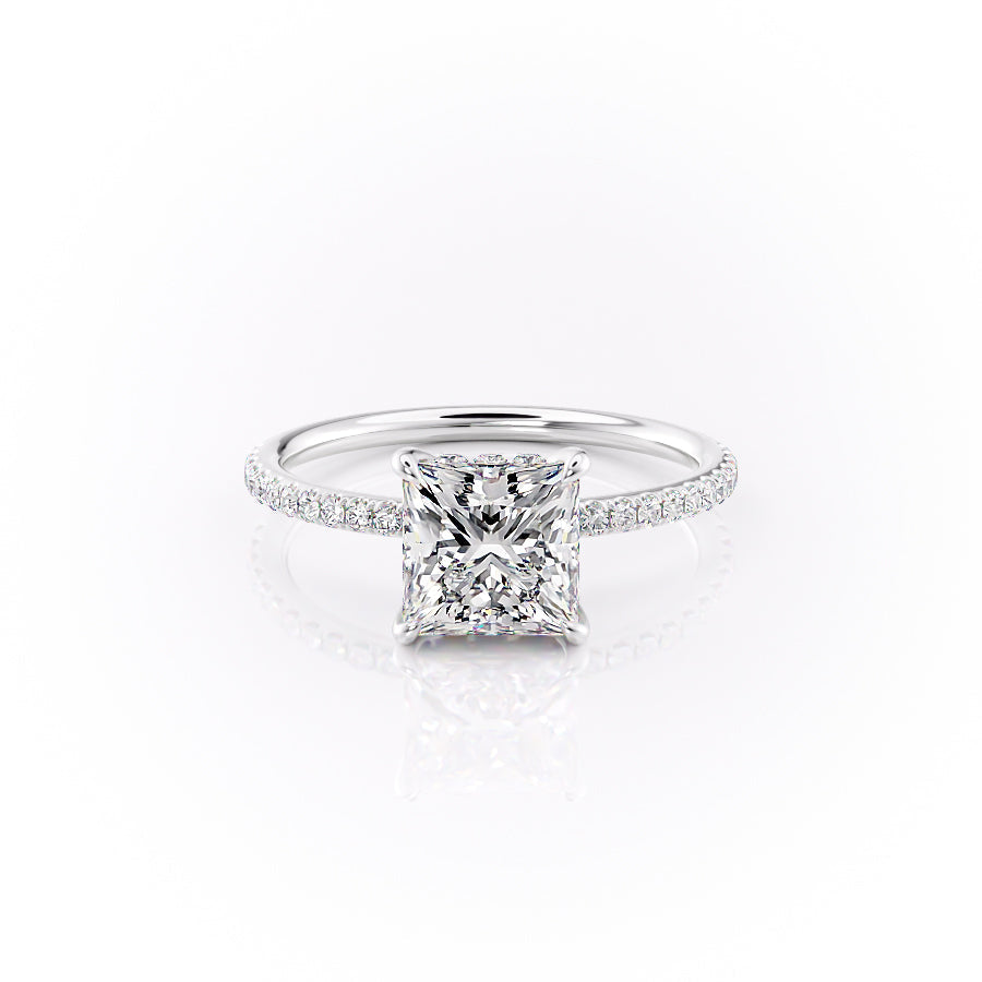 The Pave Sandra Set With A 3 Carat Princess Lab Diamond