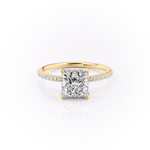 The Pave Sandra Set With A 1 Carat Princess Lab Diamond