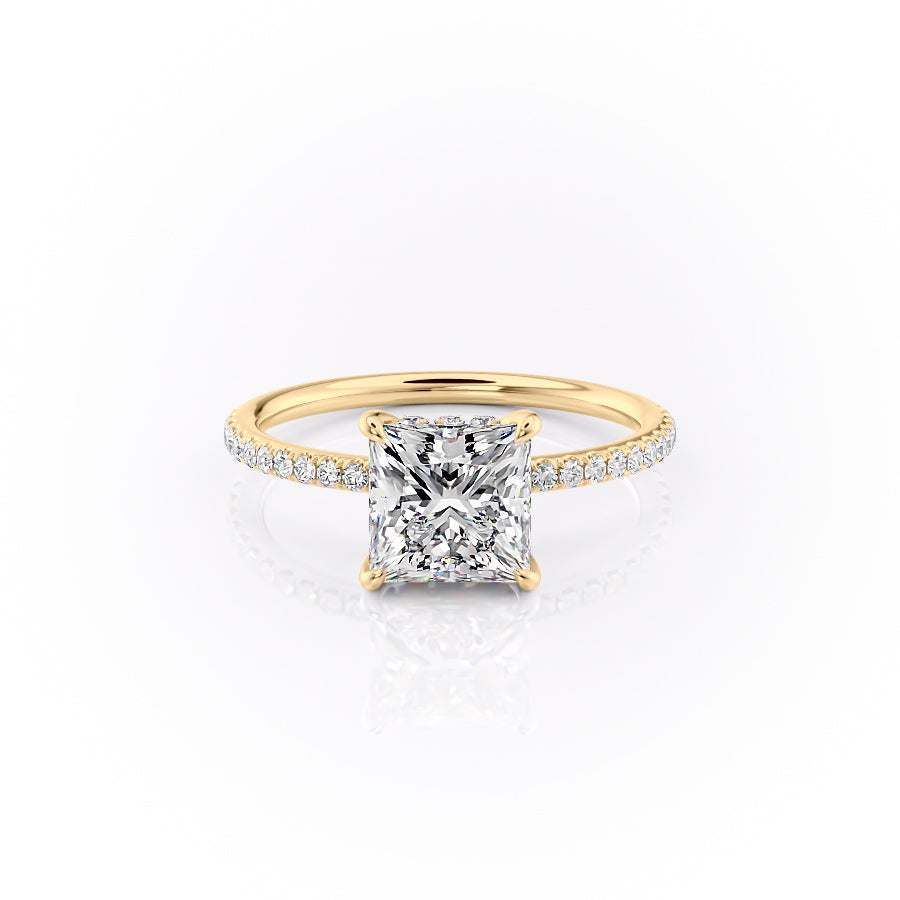 The Pave Sandra Set With A 3.5 Carat Princess Moissanite