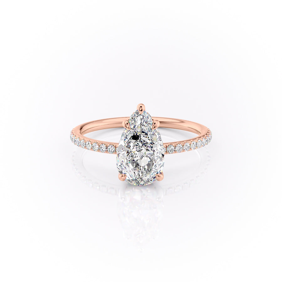 The Pave Sandra Set With A 1.5 Carat Pear Moissanite