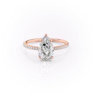 The Pave Sandra Set With A 1 Carat Pear Moissanite